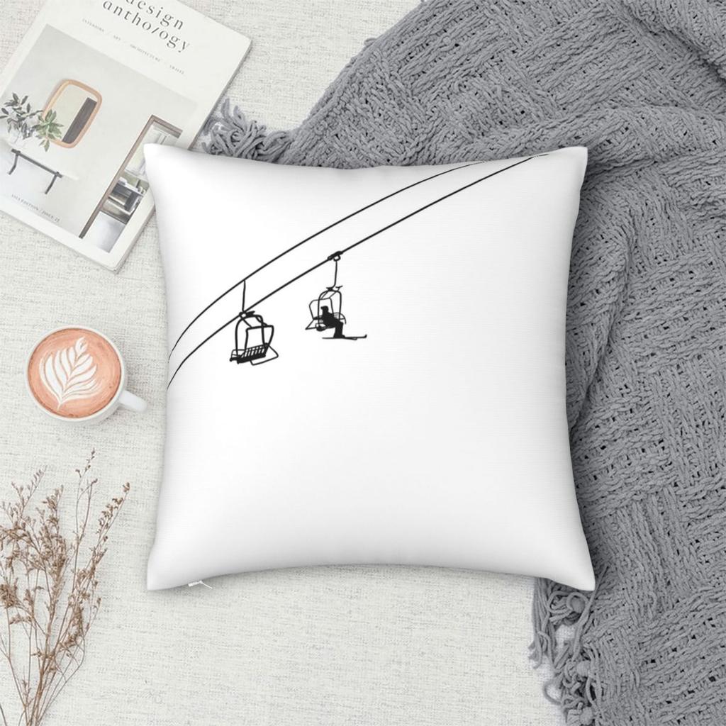 Ski Lift Black And White Pillowcase Polyester Linen Velvet Printed Zip Decorative Throw Pillow Case Home Cushion Cover