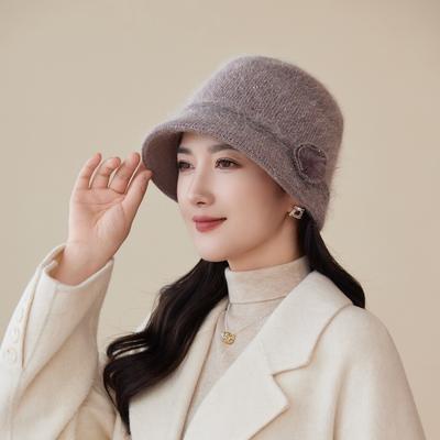 Ladies Winter Rabbit Fur Hat Warm Thickened Knitted Hat Cold And Windproof Versatile Mother Grandma Hat