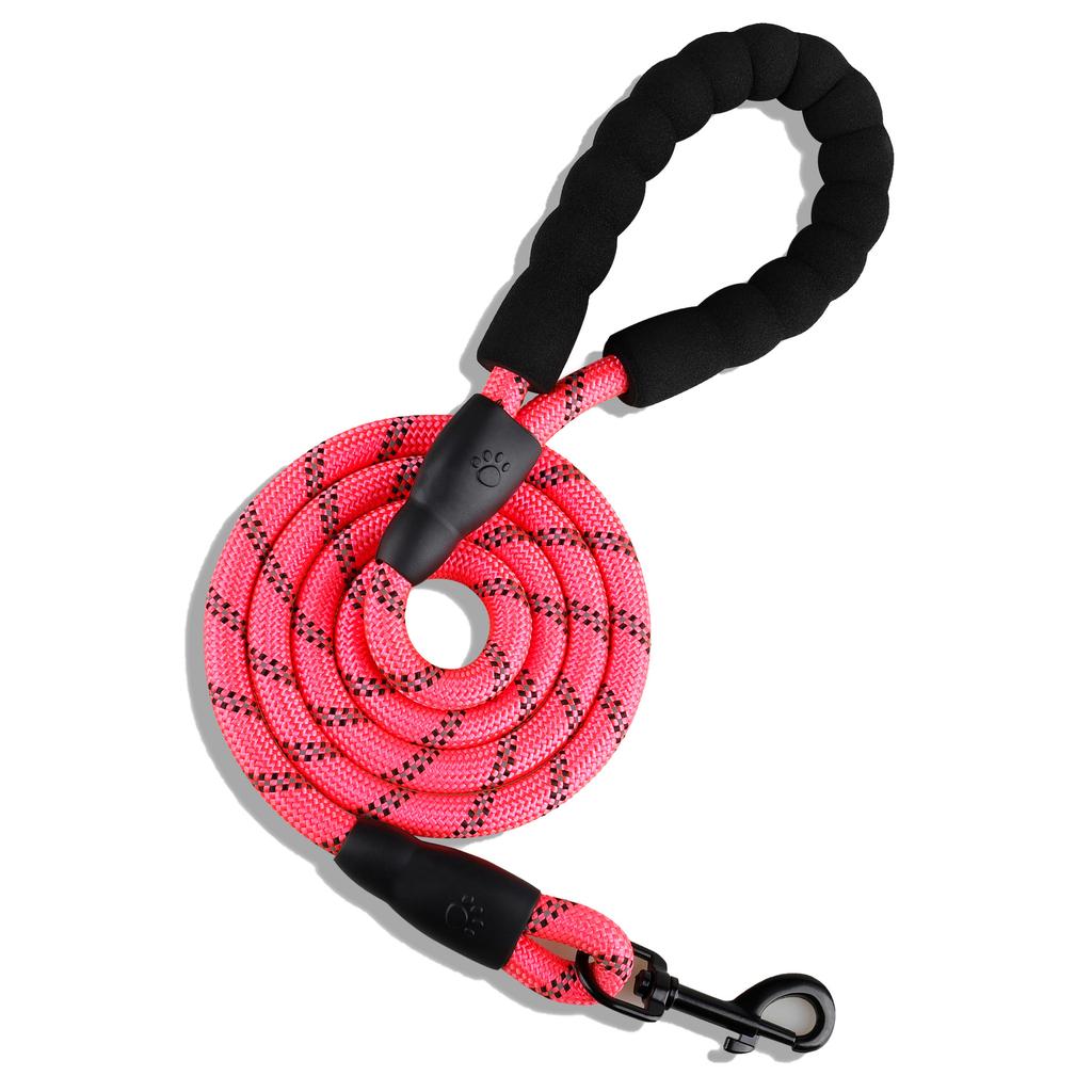 Reflective Dog Leash With Comfortable Padded Handle - Double Heavy Duty Traction Rope For Strong Dogs - Enhance Safety And Contr