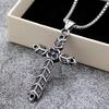 Vintage Solid Stainless Steel Double Sided Engraved Cross Pendant Unisex Necklace