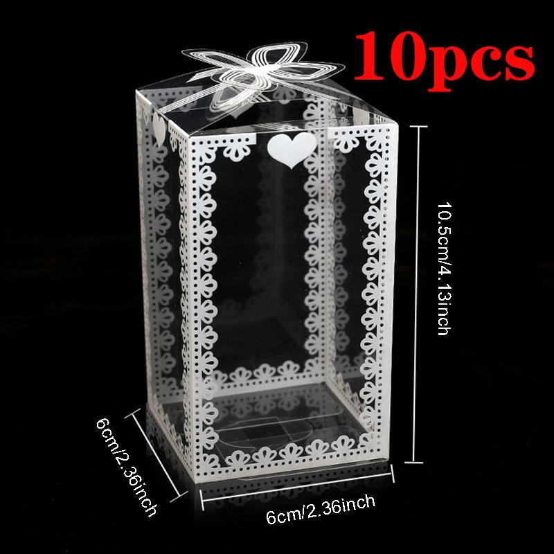 10/20pcs Transparent Gift Box PVC Plastic Clear Packaging Box for Wedding Baby Shower Party Favor Present Chocolate Candy Cake B
