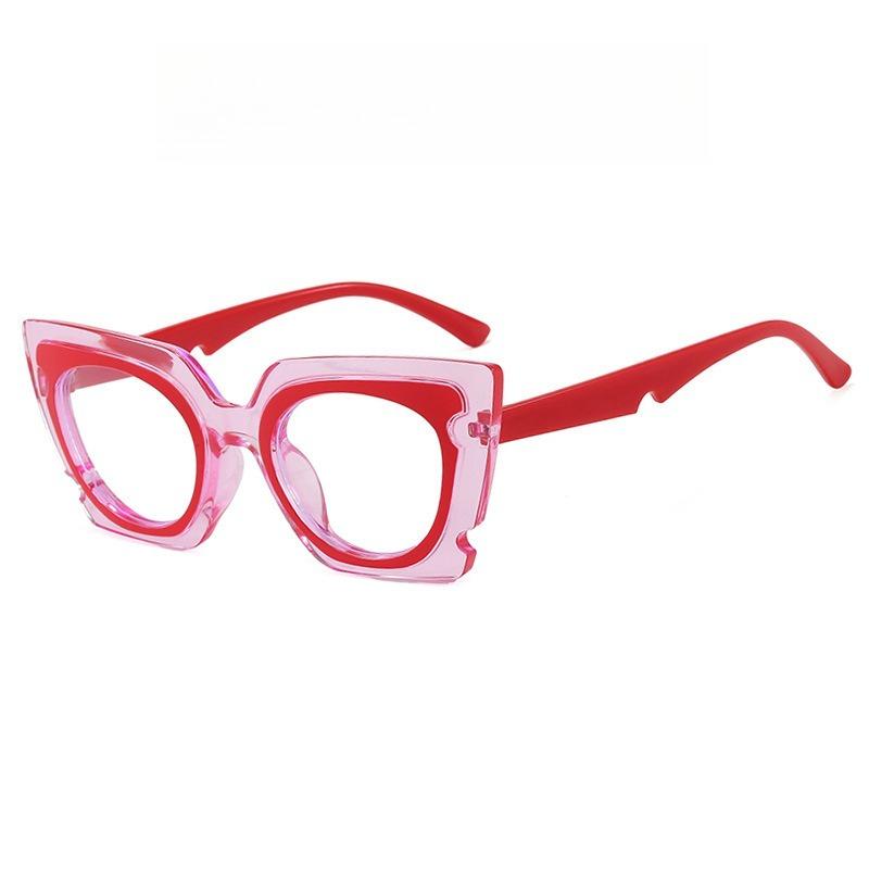 Unique Oversized Cat-Eye Plain Glasses Fashionable Cutout Design Ins Decorative Blue Light Blocking Non-Prescription Eyewear