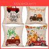 Luxurious Cotton Linen Fall Harvest Pumpkin Car Throw Pillow Case With Invisible Zipper