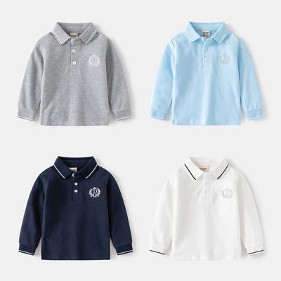 Children's Fashion Polo Shirt Autumn Boys Solid Color Lapel Casual Shirt