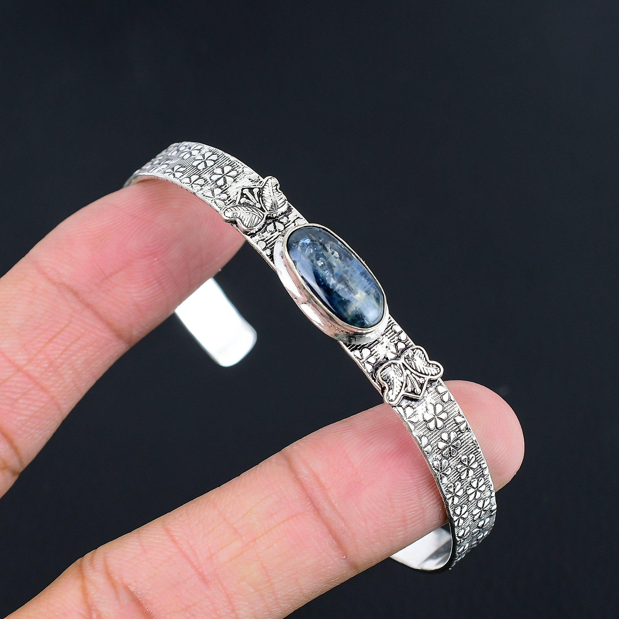 

Daughters Day Deal 925 Sterling Silver Kyanite Gemstone Mother Bangle Jewelry Adjustable