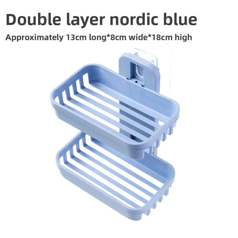 Non-punching Soap Box, Bathroom Draining Wall-mounted Soap Box, Bathroom Storage Rack, Suction Cup, Double-layer Soap Rack