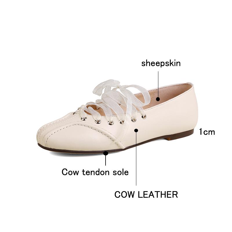 Fashion Women's new leather cowhide round toe spring and autumn low heel plus large lace up comfortable casual single shoe
