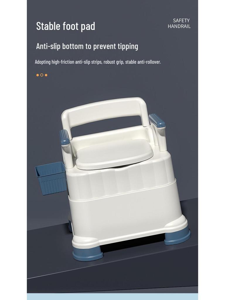 Portable Toilet Chair with Armrests for Elderly, Indoor Use, Bedside Commode for Pregnant Women.