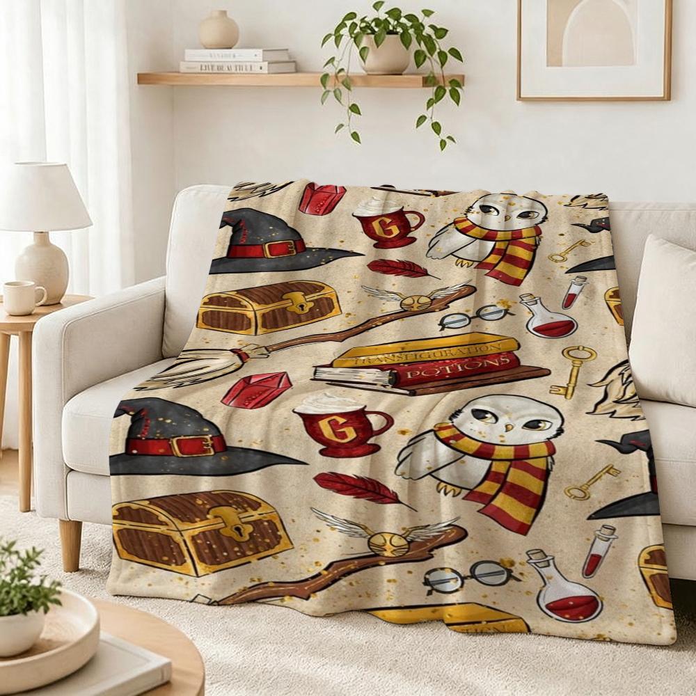 Hogwarts Magical Essentials Theme Blanket Fluffy Plush Throw Blanket For Living Room Gaming Room Home Party Decor Christmas Gift