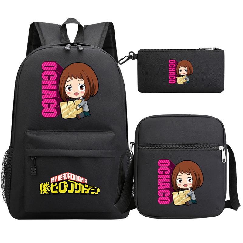 Young Students Schoolbag Animation Three-Piece Backpack Diagonal Hanging Bag Pencil Case
