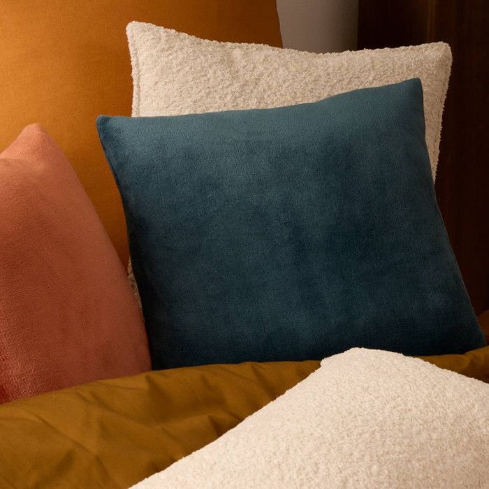 Coussin déhoussable en Flanelle 38 x 38 cm "Ollis" - Ollis Bleu Egéen -