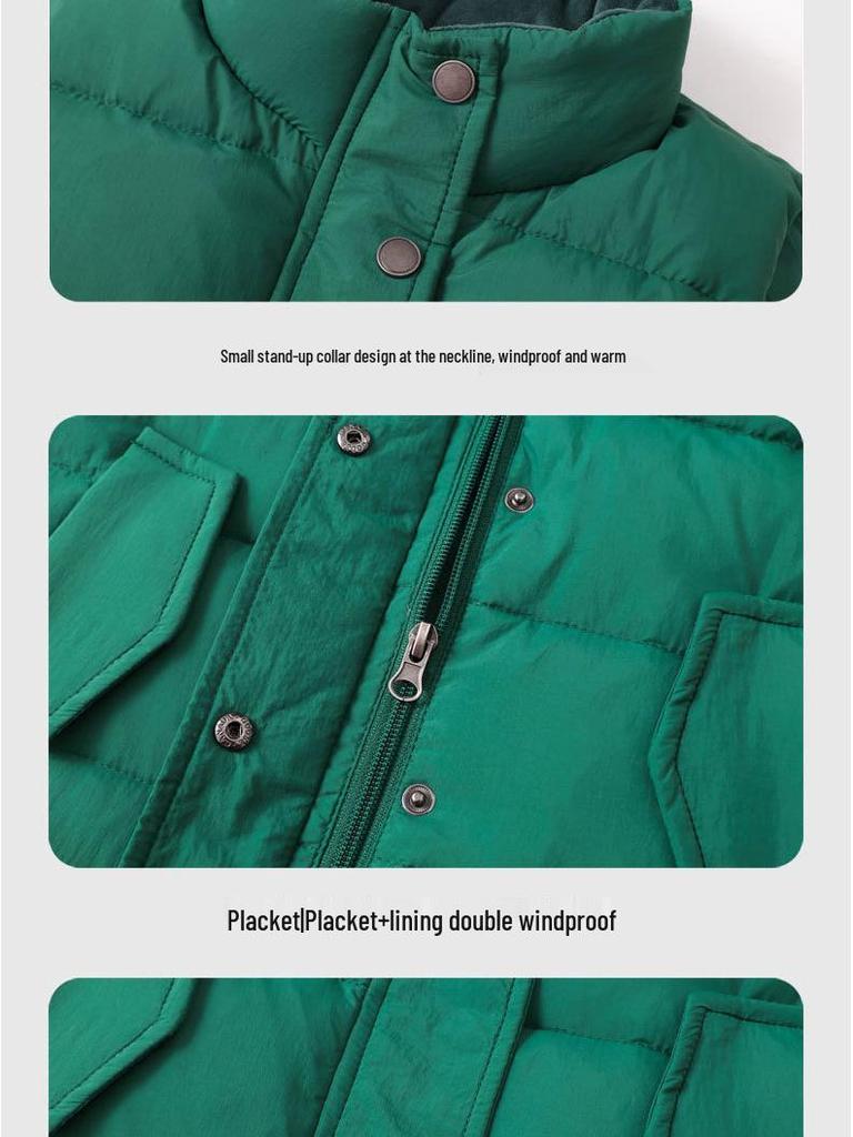 Kids' Stand-Up Collar Winter Down Vest - Boys' Thickened Korean Style Outerwear