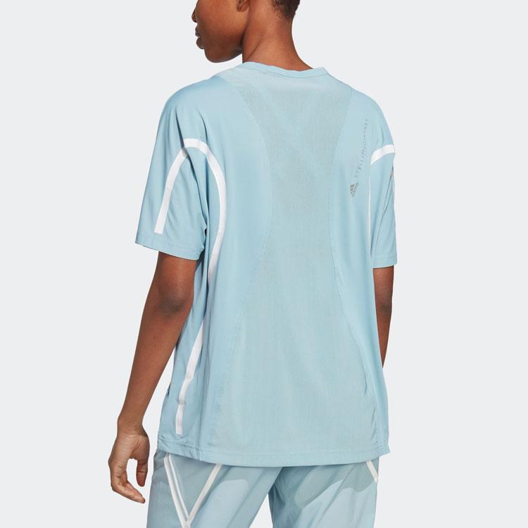 Adidas x Stella McCartney Round Neck Short Sleeve Sport T-shirt Women Tops Grey Blue IC6015