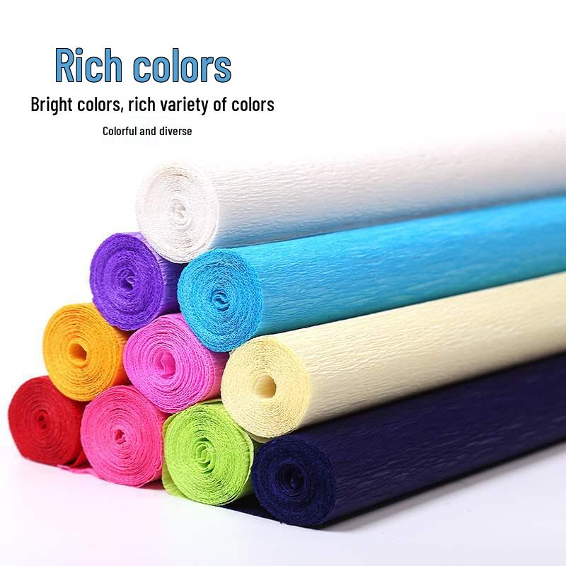 Multicolored Creased Handmade Stretchable Paper for DIY Floral Crafts and Kindergarten Projects