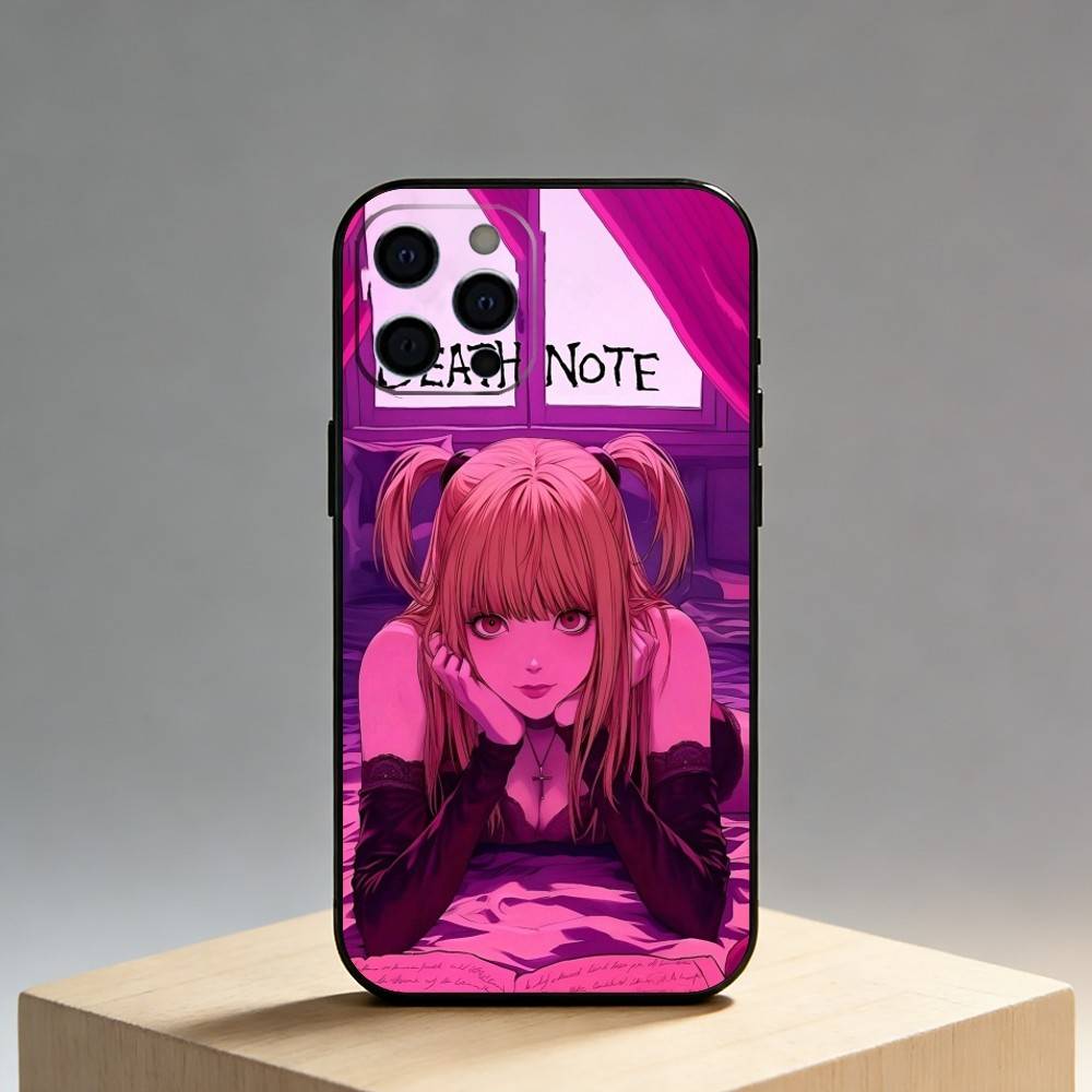 D-Death Misa N-Note Phone Case For iPhone17,16,15,14,13,12 Plus,Max Soft Silicone Black Cover
