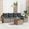 Garden Sofa Set with Cushions 6 Pcs Grey Poly Rattan
