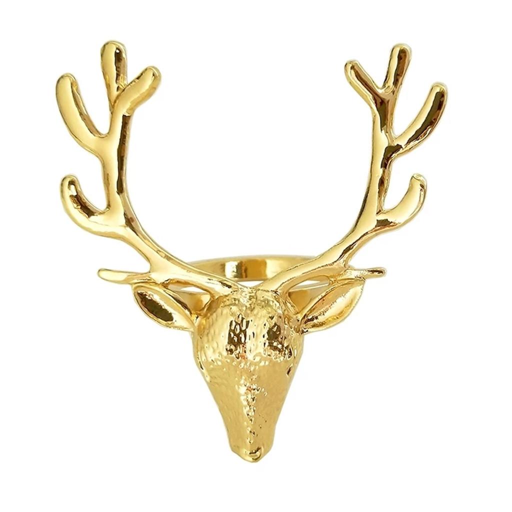 6 Pieces Hollow Out Deer for Head Napkin Rings Christmas Decoration Table Settin