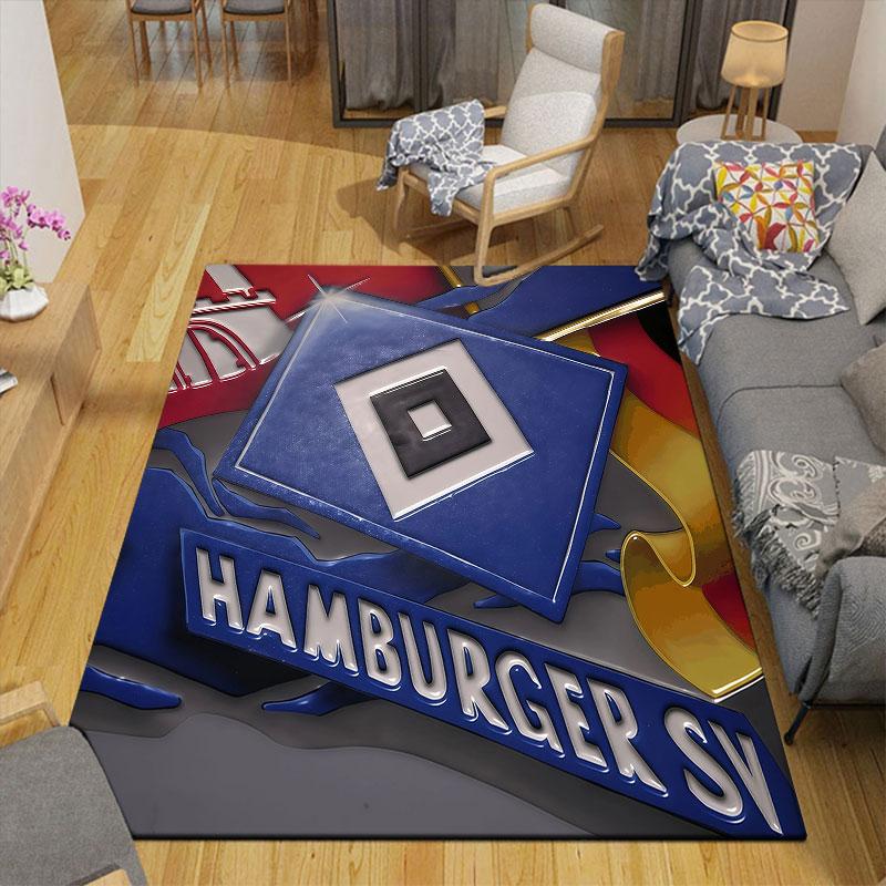 Hamburger SV Printed Carpet, Home Sofa Decoration for Living Room & Bedroom, Non‑Slip Play Flannel Floor Mat for Game Room