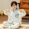 Boys Coral Fleece Pajamas Set Winter Thick Flannel Loungewear Kids