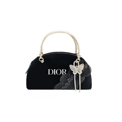 Bolsa [Necessaire Personalizada] Chi Xing Manual Tecido de Bola de Rosa Estilo Arte Casual e Versátil Intelectual Elegante Luxuosa Decorada com Flores