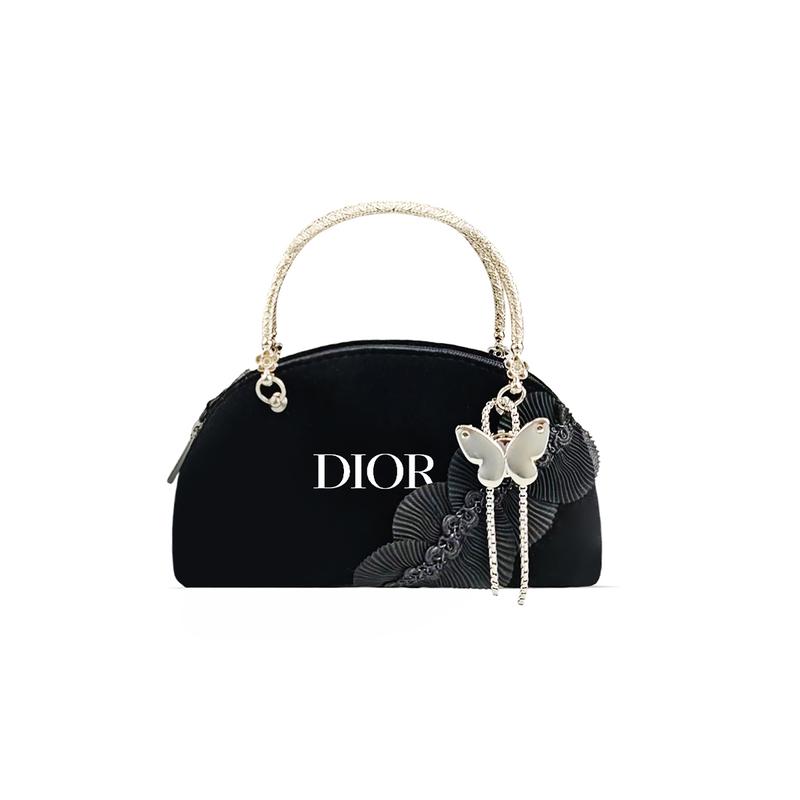 

DIOR Bag [Customized Cosmetic Bag] Chi Xing Manual Rose Ball Fabric Art Style Casual and Versatile Intellectual Elegant Luxurious Flower Decorated рожевий колір золота