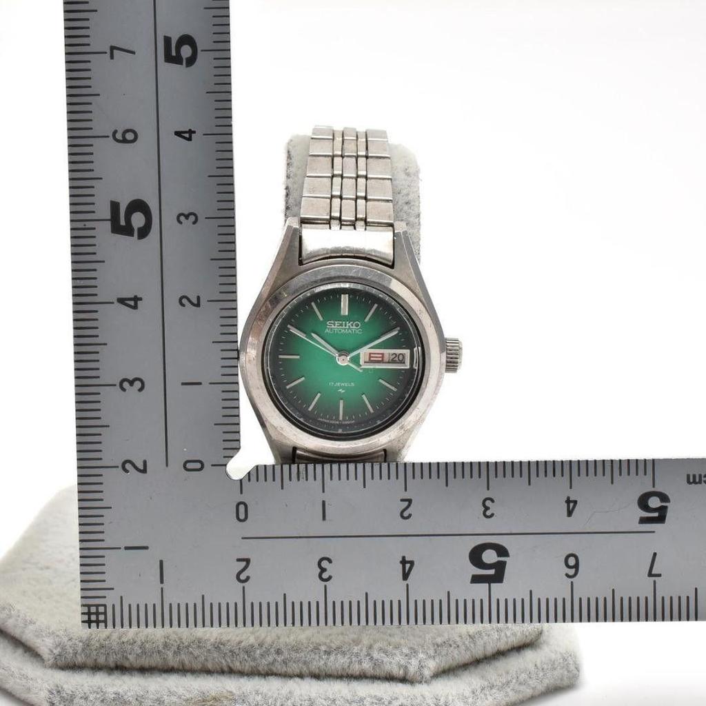 Used Working item SEIKO Seiko ladies watch automatic winding green dial 17 stones