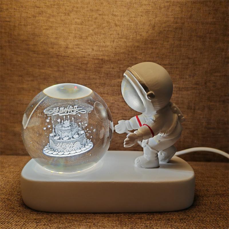 Astronaut Creativ 3D Minge de Cristal Led Lumină de noapte pentru Dormitor Copii Planetă Spațiu Lampă Sistem Solar USB Cadou de Crăciun pentru copii