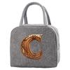 Portable Food Insulation for Traveling  Wood Art Letter Printing Box Picnic Waterproof Oxford Zipper Insulation Lunch Bag