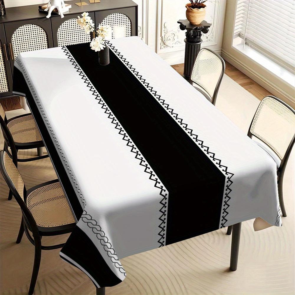 Moderne Zwarte Streep Rechthoekige Waterdichte Tafelkleed Tafeldecoratie Herbruikbaar Keuken Eettafelkleed Feestdecoraties 140x180cm