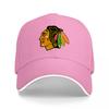 Cappellino da Baseball Chicago Blackhawks Nero Regolabile con Emblema della Squadra per Tifosi e Appassionati di Sport
