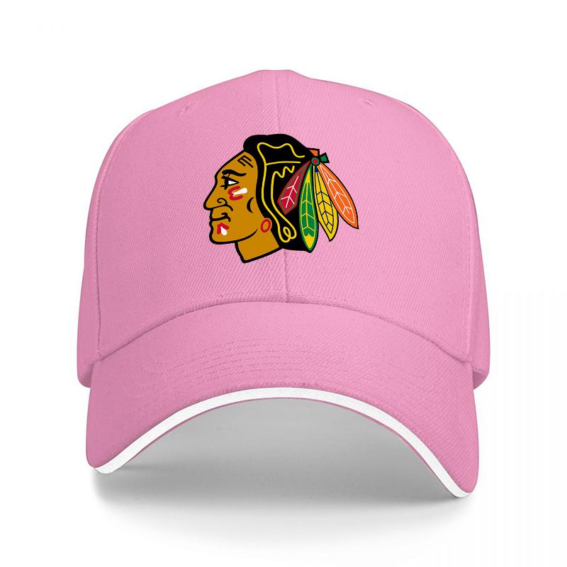 Cappellino da Baseball Chicago Blackhawks Nero Regolabile con Emblema della Squadra per Tifosi e Appassionati di Sport