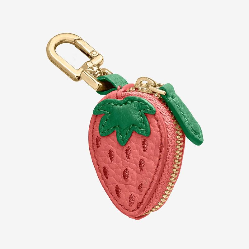 Mini Portamonete a Forma di Ciliegia Fragola Carino Ciondolo in Pelle PU Stile Coreano Portachiavi Borsa per Auricolari Mini Borsa Portaoggetti