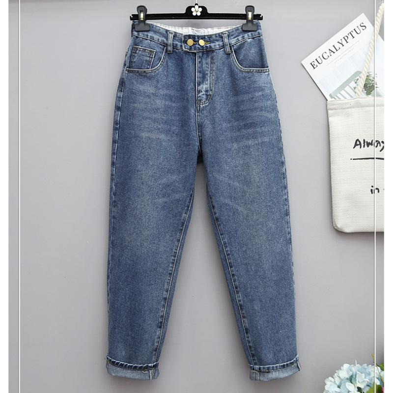 

Женские свободные шаровары с высокой талией, джинсы больших размеров, укороченные брюки 6XL синий