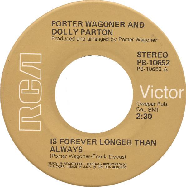 

7inch Record PORTER WAGONER DOLLY PARTON Is Forever Longer Than AlwaysIf Yo PB10652 RCA 1976 US CountryFolk Used