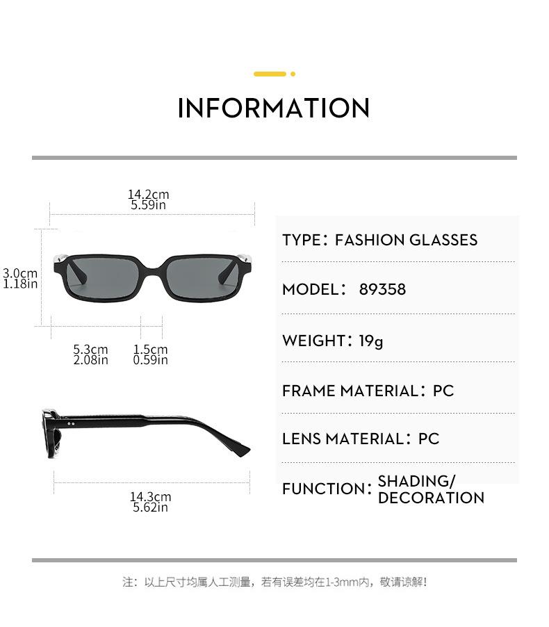 1PC Retro small-frame sunglasses with rivet details—versatile shades for street style, outdoor vacations, driving, and sun protection.