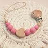 High Quality Silicone Pacifier Clips Lightweight Anti-drop Teether Teething Wooden Gift Pacifier Holder Chain Newborn