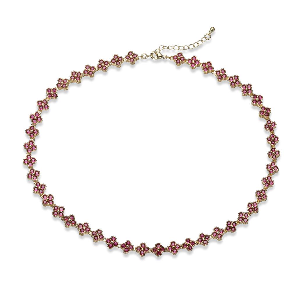 Colorful CZ Stone Copper Bracelet And Necklace Set With Lobster Clasp Adjustable Minimalist Romantic Jewelry
