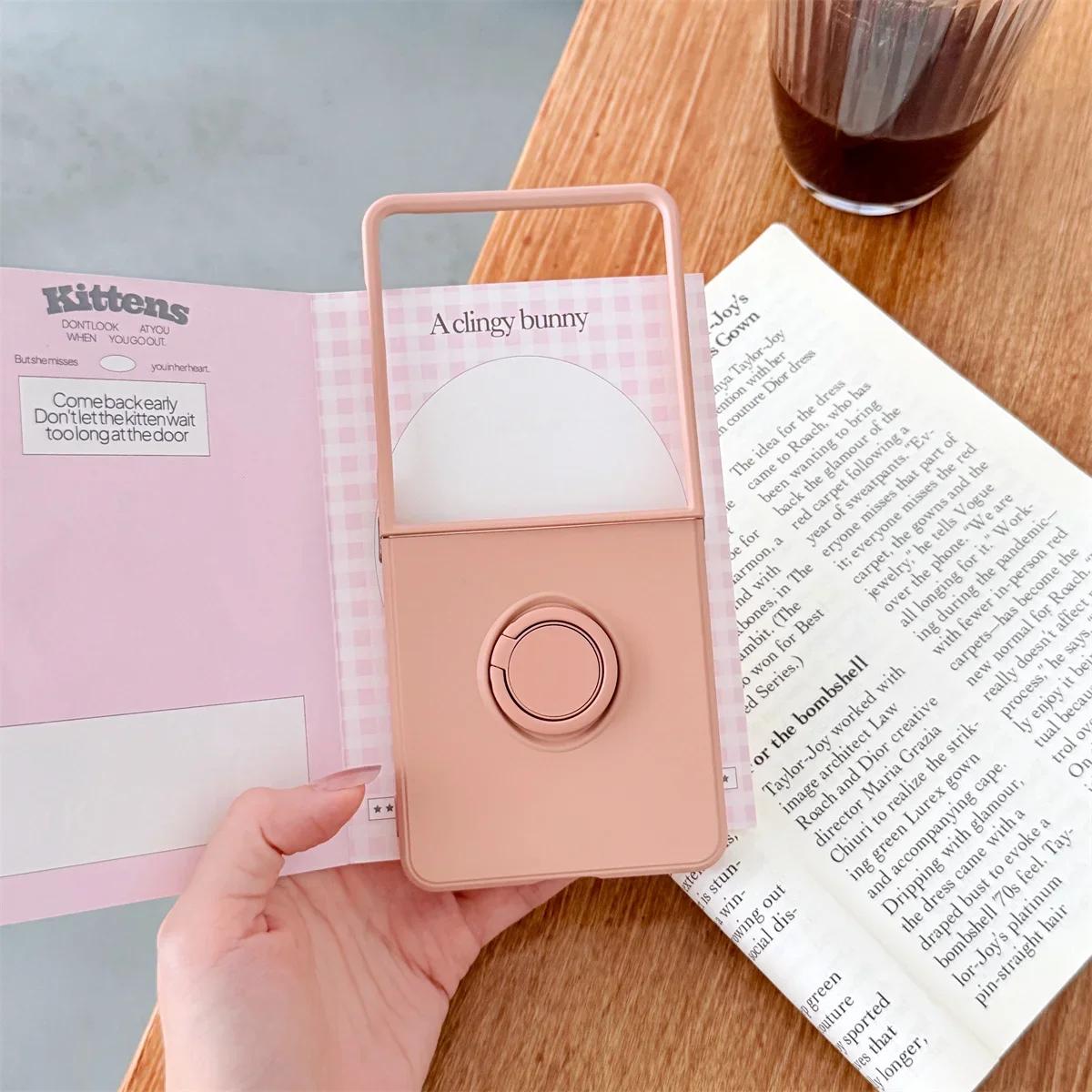 

For Samsung Z Flip 7 FE Liquid Silicone Ring Holder Phone Case Stand Cover for Galaxy Z Flip 6 5 4 3 Protective Case Galaxy Z Flip7 рожевий