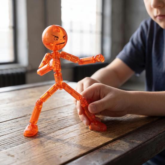 3/6Pcs Posable Stickman Action Figure with Handheld Items Movable Joints Stickman Fidget Toy Desktop Decoration Gift for Collectors