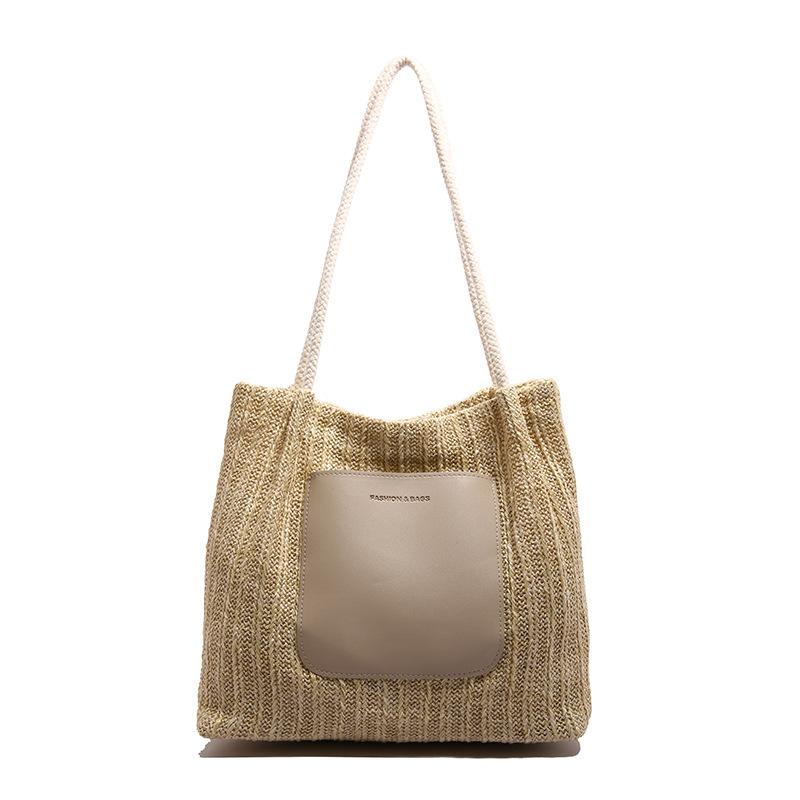 2025 new fashion retro shoulder bag large capacity shopping bag beach bag simple retro tote bag