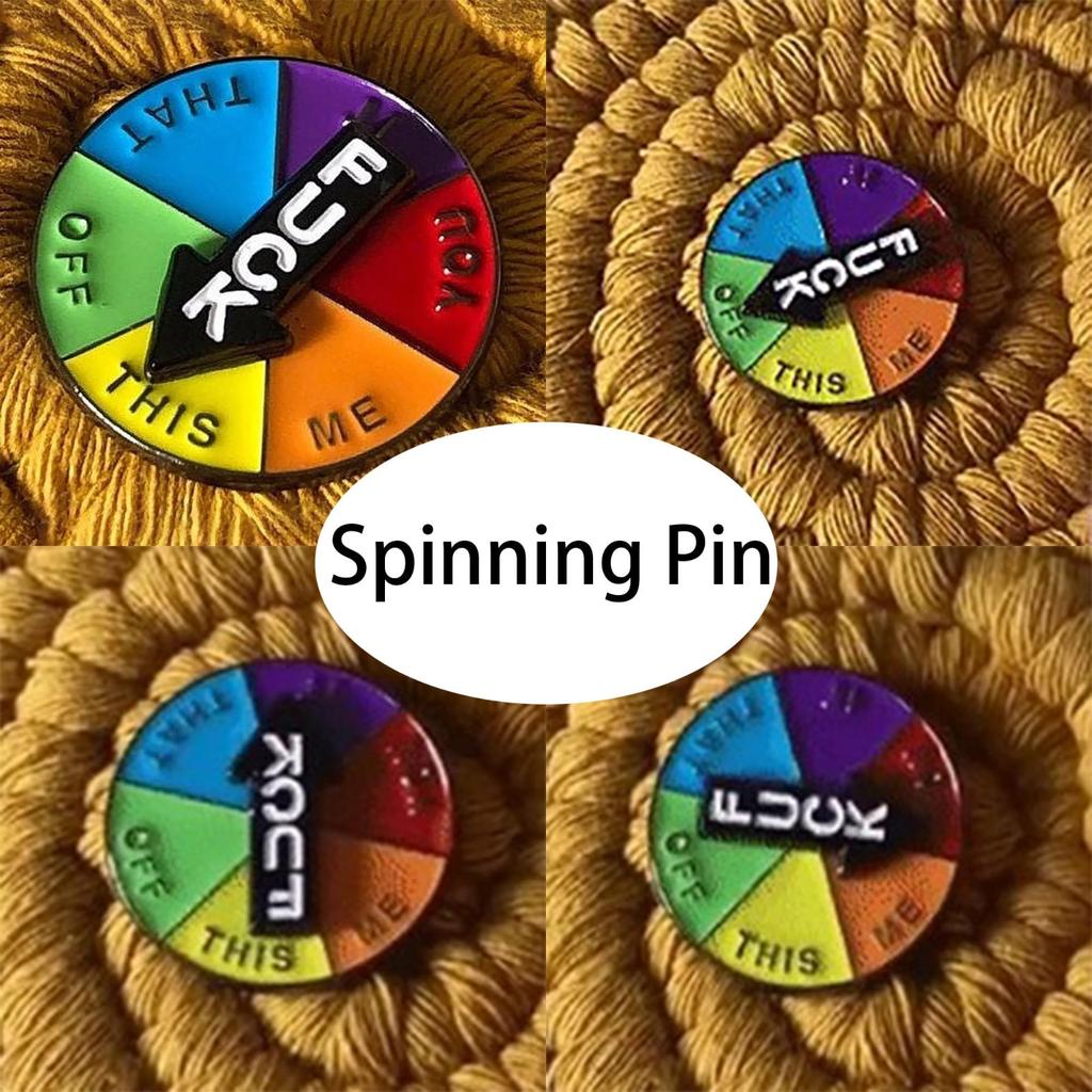 Funny Enamel Spinning Pin Art Badges Brooch For Women/Men, Cute Hard Enamel Pins For Jackets Backpack