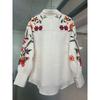 Damen Neues Frühjahr und Sommer Modisches Lockeres Langärmeliges Blumenprint Hemd Oberteile
