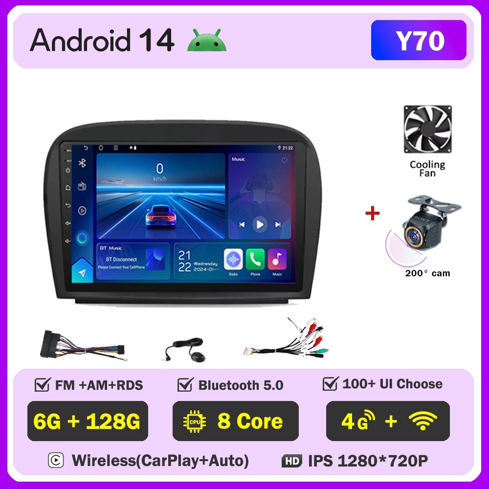 Pentru Mercedes Benz SL R230 SL350 SL500 SL55 SL600 SL65 2001-2007 Player Radio Auto Android 14 Navigație GPS Ecran Tactil 5G Wifi