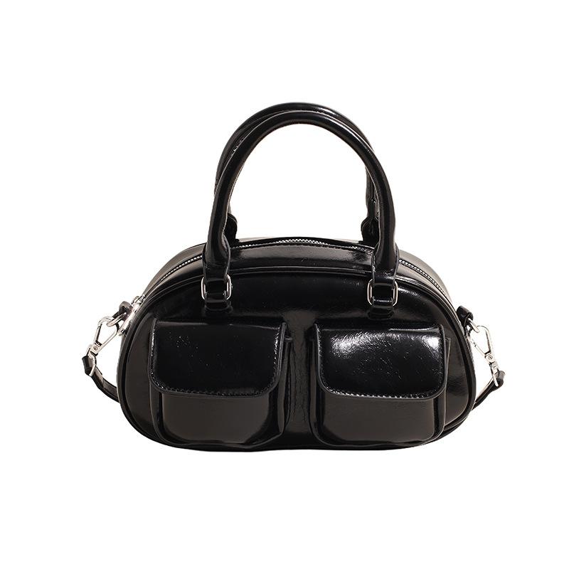 Модная Нишевая Дизайн Сумка-багет под мышку Женская Осенняя Новая Сумка на плечо Сумка-боулинг чёрный