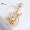 Retro Versatile Ladies Brooch Exquisite Rhinestone-studded Guitar Design Hollow Collar Corsage Buckle Pin Brooch