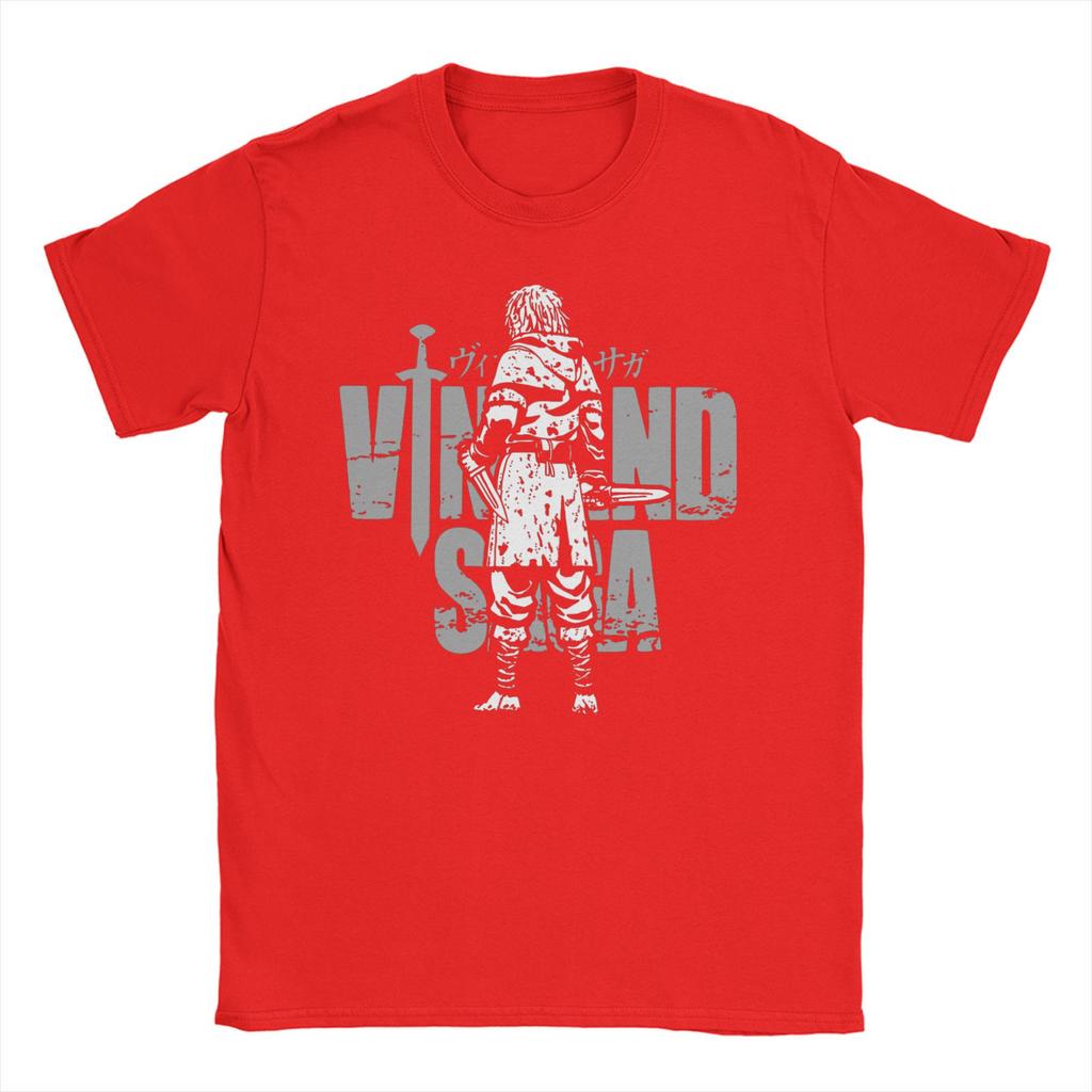 Men T-Shirt Japanese Thorfinn Karlsefni Vintage Cotton Tees Short Sleeve Vinland Saga T Shirts Round Collar Clothes Graphic