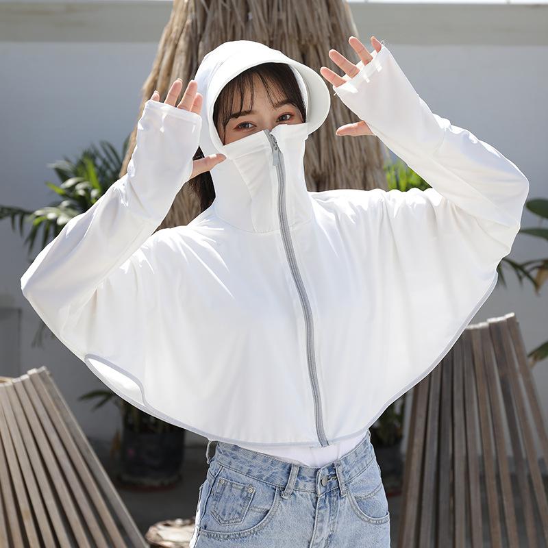 1 pezzo Felpa Estiva Donna Protezione Solare Femminile Colore Unico Sottile Seta di Ghiaccio Protezione UV Manica Lunga Giubbotti Traspirante Camicia Abbigliamento