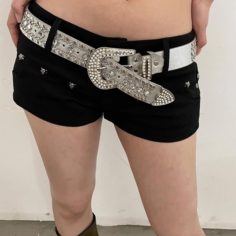 Rhinestone Waist Belt for Dress Adjustable Pin Buckle Waist Belt Shinning Rhinestone Wide Waist Belt Ladies Skirt Belt