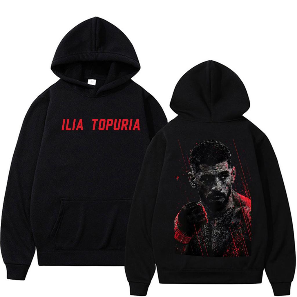 Ilia Topuria El Matador Vintage Graficzne Bluzy z Kapturem Odzież Męska Estetyka Przemocy Bluzy Codzienne Polarowe Pulowery