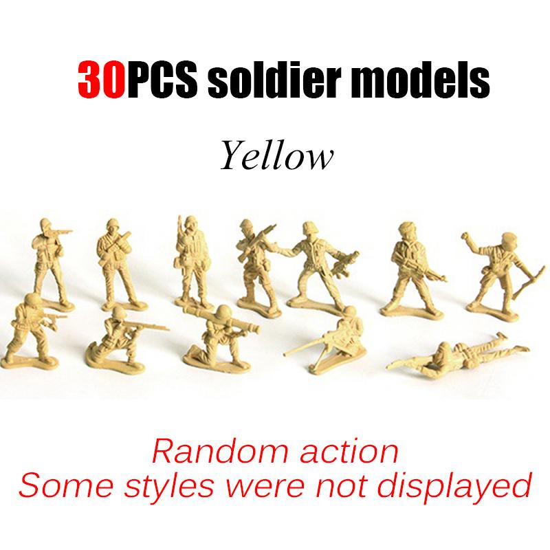 30 Stück Soldatenmodell-Ornament Mehrere Posen Plastik-Statuette Militärische Sandkasten-Spielzeugfiguren 4 Farben Verfügbar DIY-Dekoration ZYF